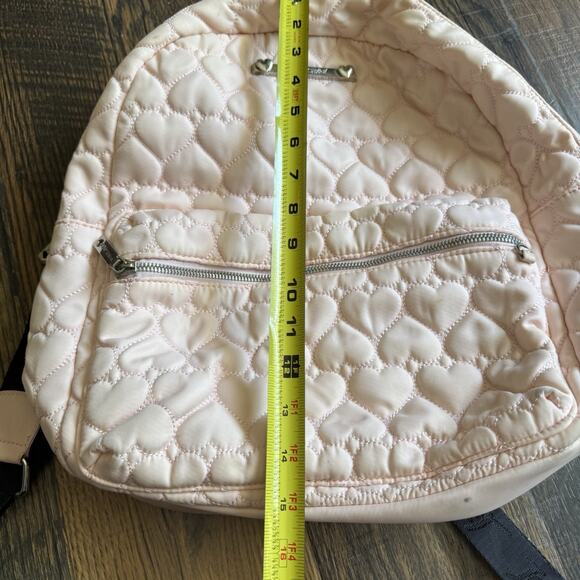 Betsey Johnson Heart Quilted Pink Backpack Floral Lining Medium Size Bag - Picture 8 of 9